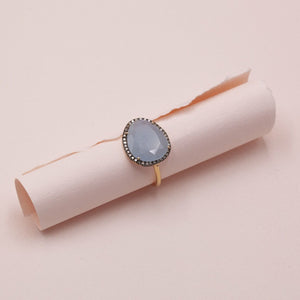 Bague Bianca - Quartz Milky et Diamants