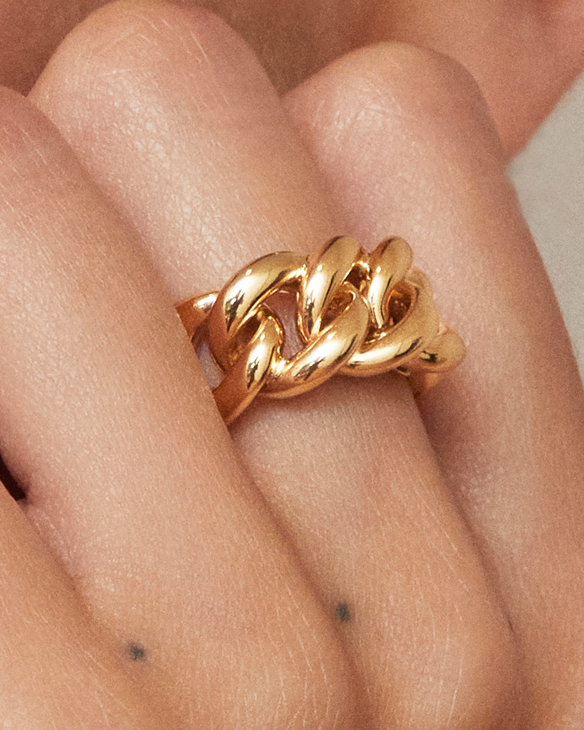 Bague maille gourmette en or jaune – 18CT